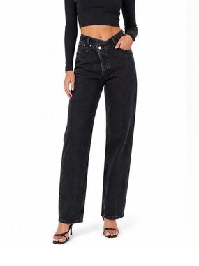 Abercrombie & Fitch High-Rise Wide-Leg Jeans - Black